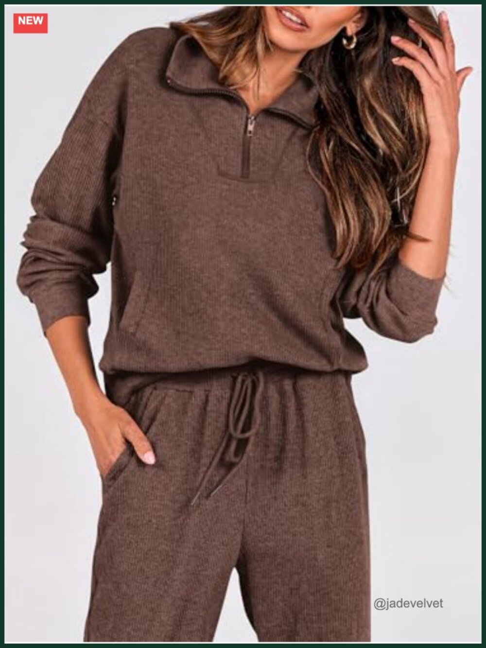 Women's 2 Piece Tracksuit Lounge Set Half Zip Sweatshirt Sweatpants - Picture 4 of 6